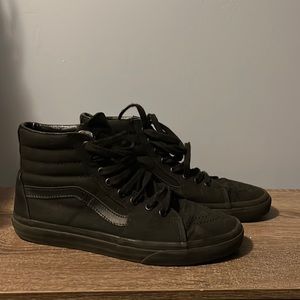 Vans Sk8 Hi Skate Shoes All Black Gum Canvas High Top Lace Sneakers W11 Mens 9.5